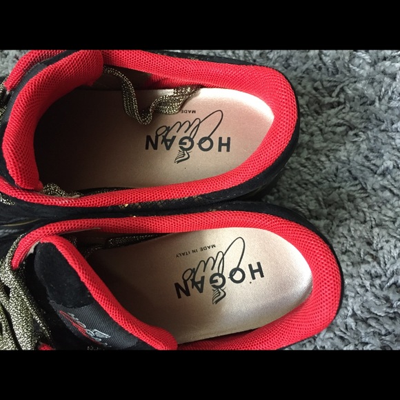 Hogan Club H222 Black Gold Glitter Sneakers - Picture 7 of 7